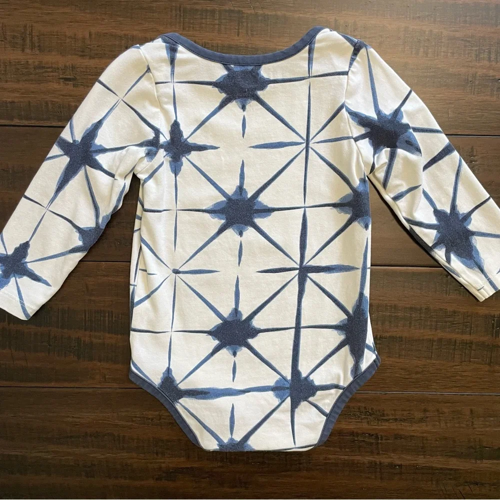 Monica + Andy Blue Shibori Long Sleeve Onesie